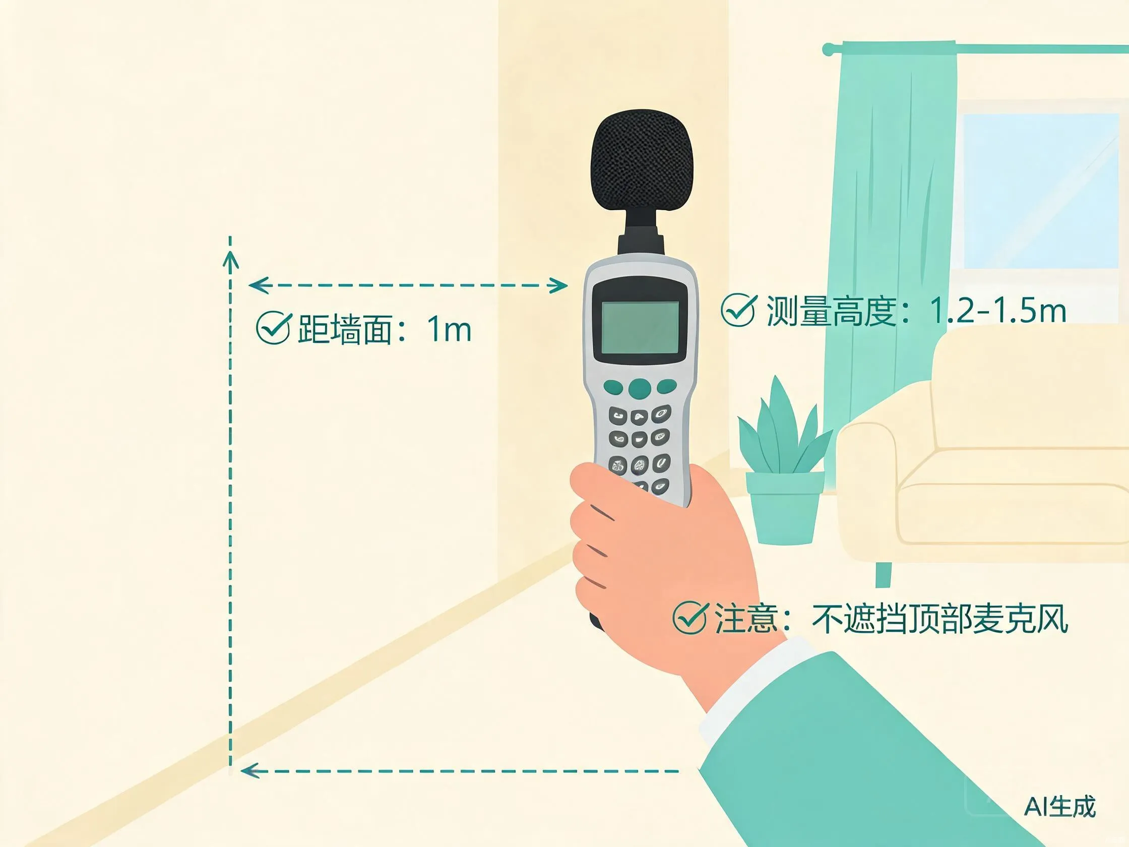 分贝计正确测量姿势与距离